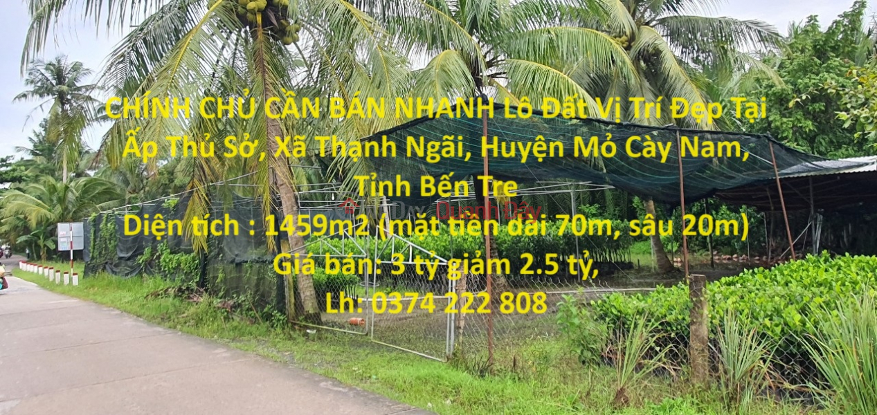 CHÍNH CHỦ CẦN BÁN NHANH Lô Đất Vị Trí Đẹp Tại Mỏ Cày Bắc, Bến Tre Niêm yết bán