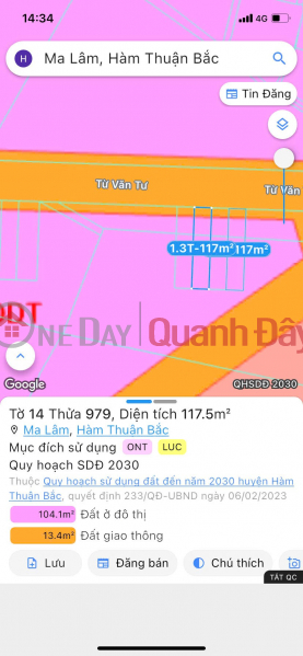 đ 1.3 Billion, HOT HOT - NEED TO SELL LAND LOT AT Tu Van Tu Street, Ma Lam Town, Ham Thuan Bac, Binh Thuan