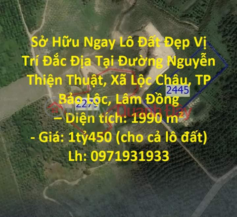 Sở Hữu Ngay Lô Đất Đẹp Vị Trí Đắc Địa Tại Đường Nguyễn Thiện Thuật, Xã Lộc Châu, TP Bảo Lộc, Lâm Đồng _0