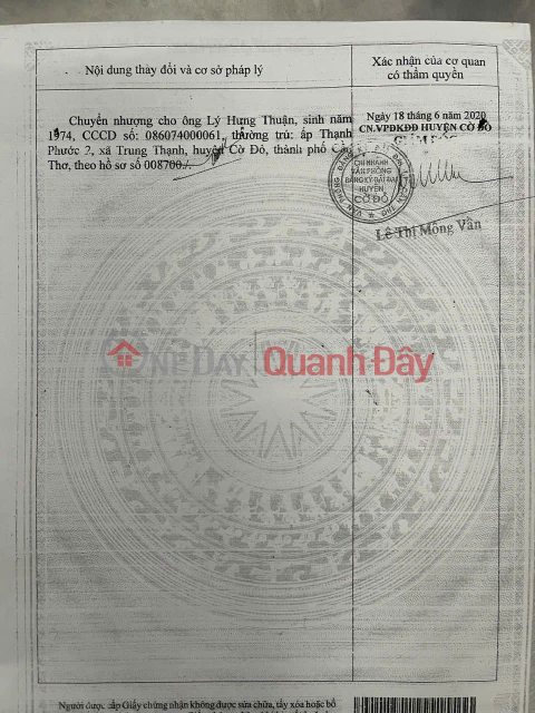 PRIME LAND - GREAT PRICE - URGENT SALE OF A PLOT OF LAND WITH HIGH POTENTIAL IN Trung Thanh Commune, Co Do District, Can Tho City. _0