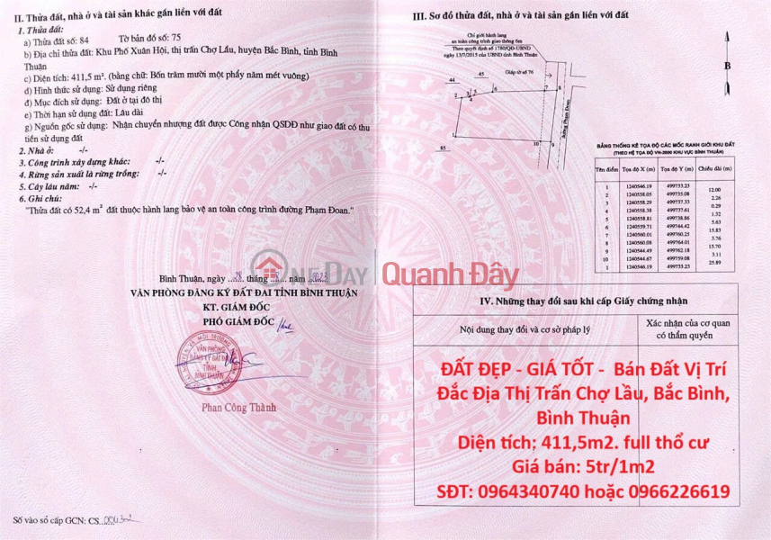 BEAUTIFUL LAND - GOOD PRICE - Land for Sale in Prime Location, Cho Lau Town, Bac Binh, Binh Thuan Sales Listings