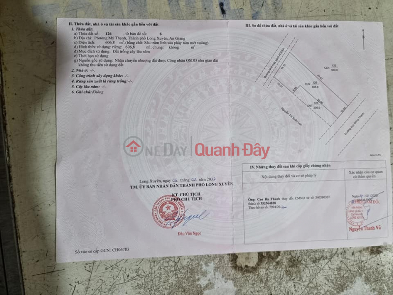 Property Search Vietnam | OneDay | , Sales Listings, Selling Land with 2 Fronts Tho Cu + CLN My Thanh Ward. Right in the corner of ACERA An Giang Brick Factory
