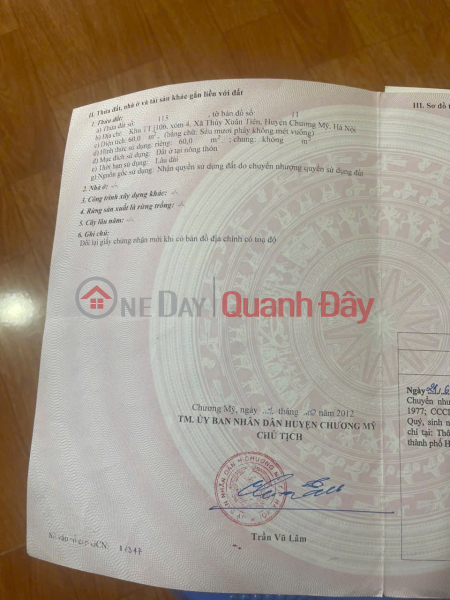 đ 10 Million | RARE SUPER PRODUCT 60M AT THUY XUAN TIEN-CHUONG MY-HANOI