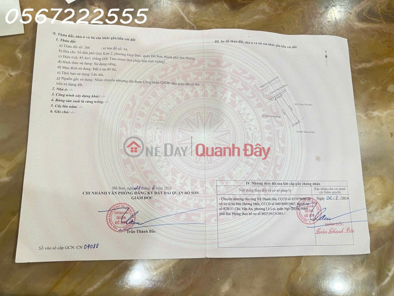 ĐẤT ĐẸP GẦN MẶT ĐƯỜNG PHẠM VĂN ĐỒNG – CHỢ QUÝ KIM, HỢP ĐỨC – ĐỒ SƠN GIÁ CHỈ 2,2X TỶ ZALO 0567 222 555 Niêm yết bán