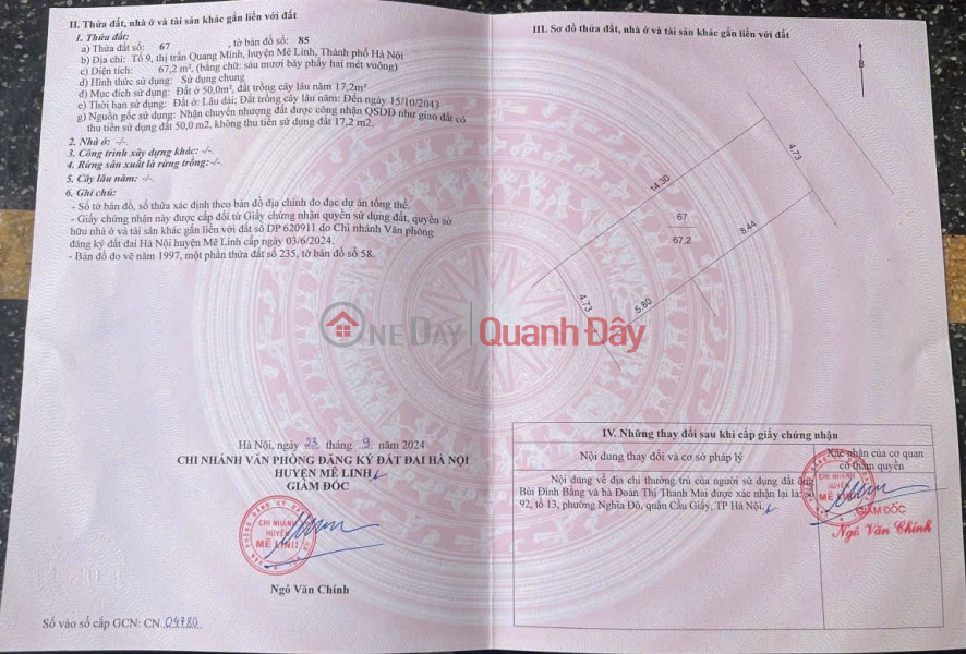 Property Search Vietnam | OneDay | Residential | Sales Listings | Selling a beautiful plot of land in Group 9, Quang Minh Town, Me Linh District, Hanoi. Near the industrial zone.