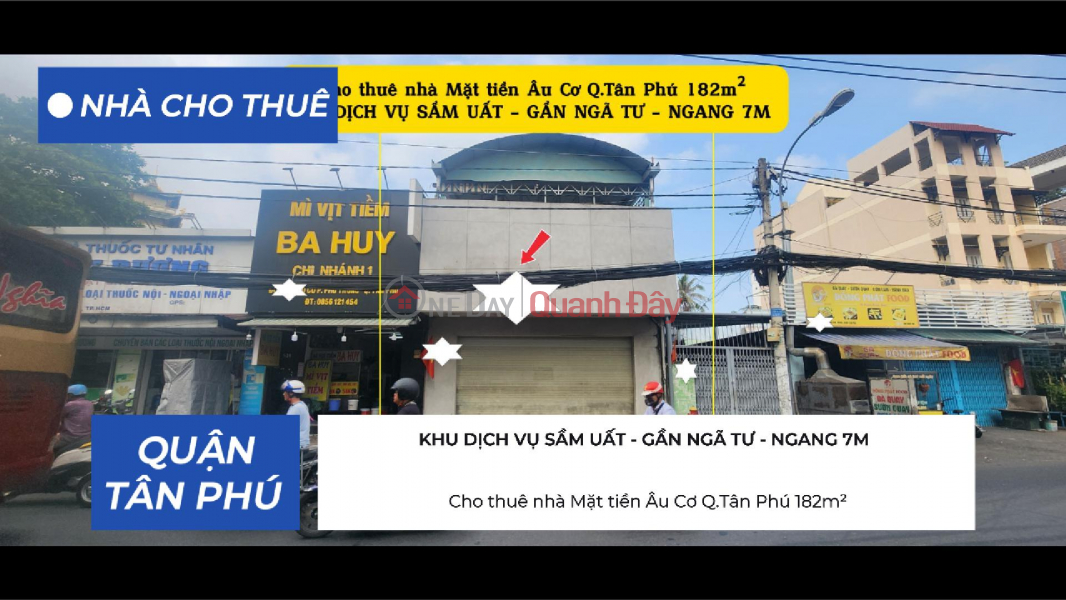 Cho thuê nhà Mặt tiền Âu Cơ Q.Tân Phú 182m² - NGANG 7M - 55Triệu Niêm yết cho thuê