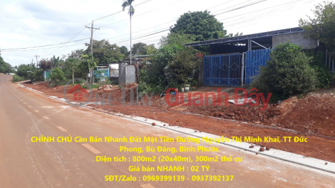 OWNER Needs to Sell Quickly Land Frontage on Nguyen Thi Minh Khai Street, Duc Phong Town, Bu Dang, Binh Phuoc _0