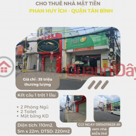 Cho thuê nhà Mặt Tiền Phan Huy Ích, 110m2, 1 LẦU, 35 triệu _0