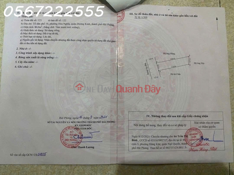 đ 1,75 tỷ | Bán đất Ngõ 100 Tư Thủy, Hòa Nghĩa đường nhựa 5m ô tô quay đầu - ZALO 0567 222 555