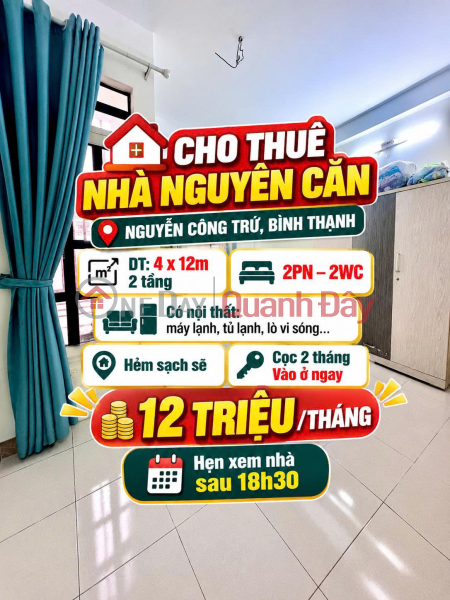 CHO THUÊ NHÀ Nguyễn Công Trứ, Bình Thạnh gần Thảo Cầm Viên, 12tr Niêm yết cho thuê