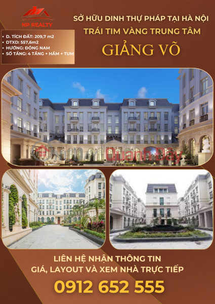 Property Search Vietnam | OneDay | Nhà ở, Niêm yết bán (CHính chủ) Cần bán DINH THỰ HÀNG HIỆU GRANDEUR PALACE GIẢNG VÕ - Dinh thự Pháp giữa lòng Hà Nội