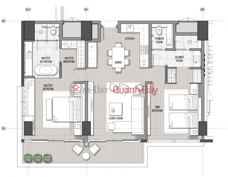 Cho thuê căn hộ nghĩ dưỡng 2 phòng ngủ lâu dài ở Hoiana Residences Niêm yết bán