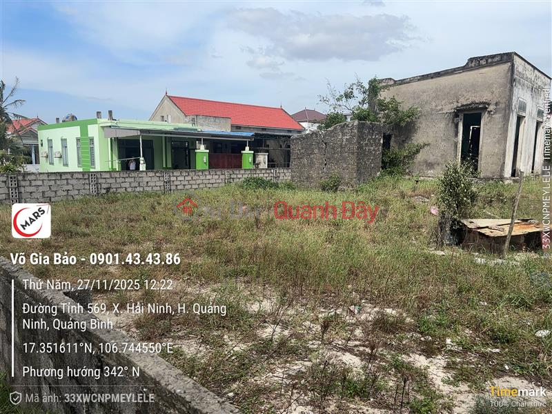 Bán nhanh thửa đất đẹp tại Thôn Cửa Thôn, Hải Ninh, Quảng Ninh, Quảng Bình. Niêm yết bán