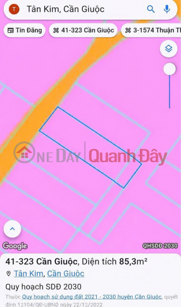 đ 1,39 tỷ Chính chủ bán đất thổ cư Tân Kim, Cần Giuộc - Giá tốt - Vị trí đẹp, tiềm năng tăng giá cao