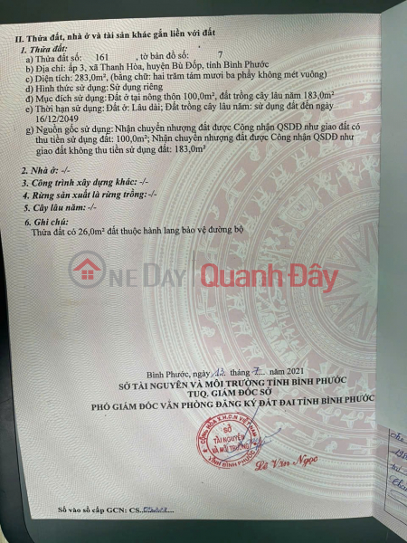 Property Search Vietnam | OneDay | Residential Sales Listings, PRIME LAND FOR SALE BY OWNER IN HAMLET 3, THANH HOA COMMUNE, BU DOP DISTRICT, BINH PHUOC PROVINCE
