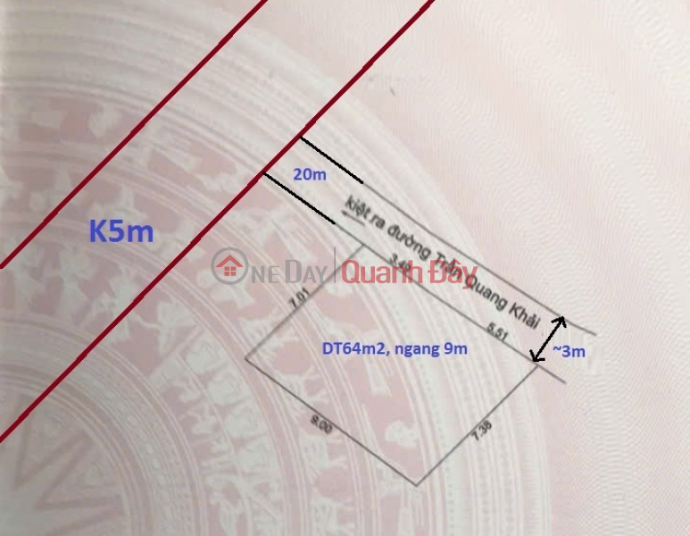 đ 2.25 Billion, ► Wide land, close to cars, business, Tran Quang Khai, 64m2, 9m wide, square, 2.25 billion