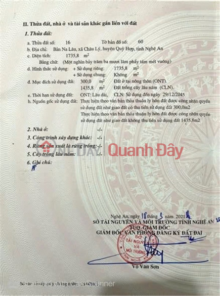 Property Search Vietnam | OneDay | Residential Sales Listings PRIME LAND – INVESTMENT PRICE - OWNER NEEDS TO SELL QUICKLY A PLOT OF LAND IN CHAU LY COMMUNE, QUY HOP DISTRICT, NGHE AN PROVINCE