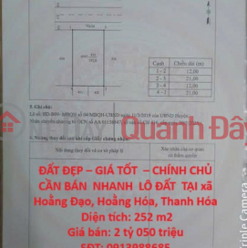 BEAUTIFUL LAND – GOOD PRICE – OWNER NEEDS TO QUICKLY SELL LAND LOT IN Hoang Dao Commune, Hoang Hoa, Thanh Hoa _0