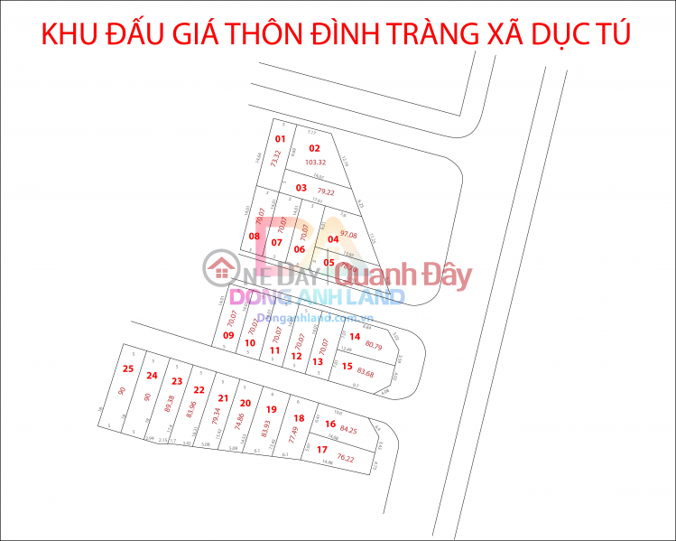 Selling 80.79m2 of land at Dinh Trang Duc Tu Dong Anh Auction House for business road surface Sales Listings