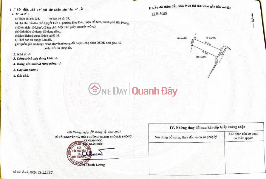 CHÍNH CHỦ BÁN – LÔ ĐẤT GIÁ RẺ GẦN BIỂN – HỢP ĐỨC, ĐỒ SƠN, HẢI PHÒNG Niêm yết bán