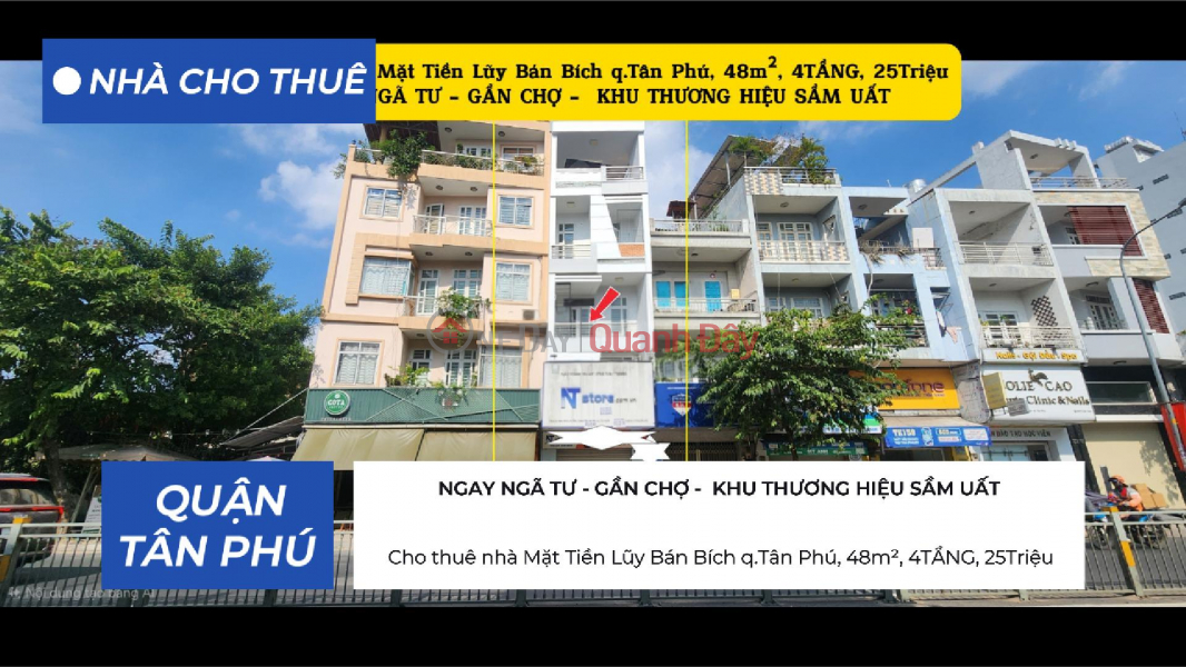 House for rent on Luỹ Bán Bích street, Tân Phú district, 48m², 4 floors, 25 million VND. Rental Listings