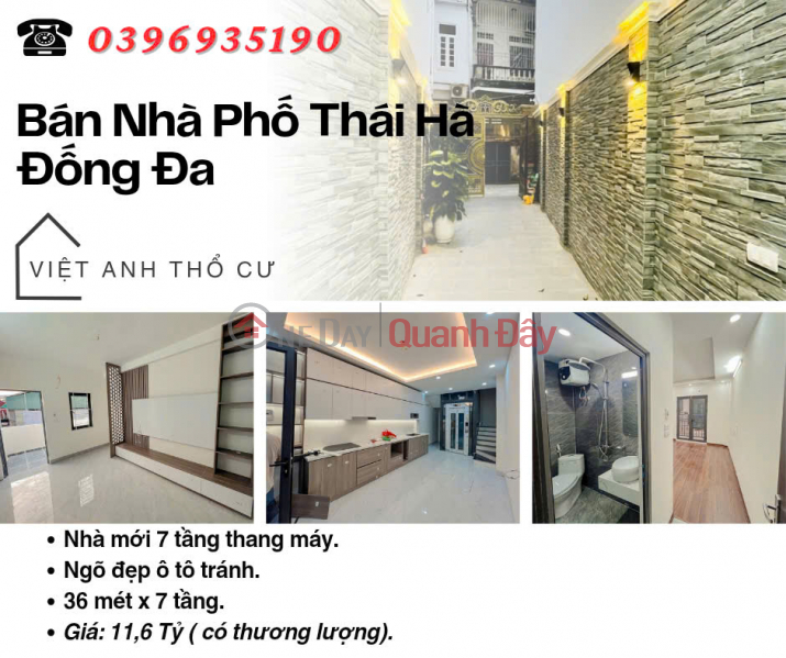 Bán nhà Phố Thái Hà, Mặt Tiền Rộng, Thang Máy Xịn, 36mx7T, Giá: 11.6 Tỷ, Lh: 0396935190. Niêm yết bán