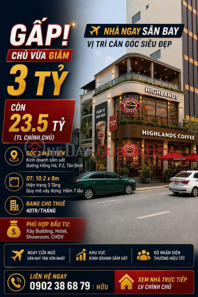 **House for sale at 17 Hong Ha Street, Ward 2, Tan Binh District (10.2m x 8m),5 floors** Sales Listings
