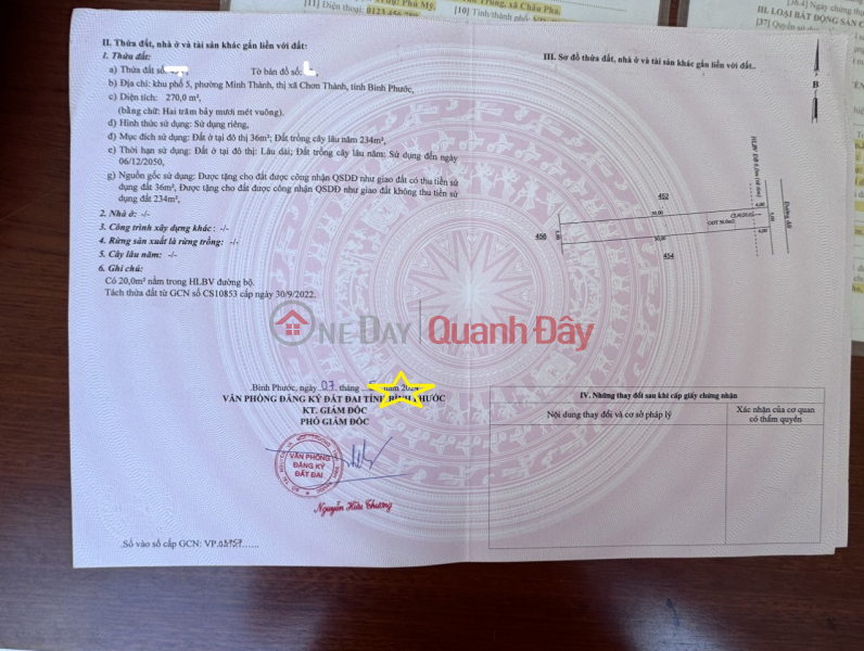 Property Search Vietnam | OneDay | , Sales Listings | Default, cut loss of 200 million, sold Minh Thanh land lot, Chon Thanh town