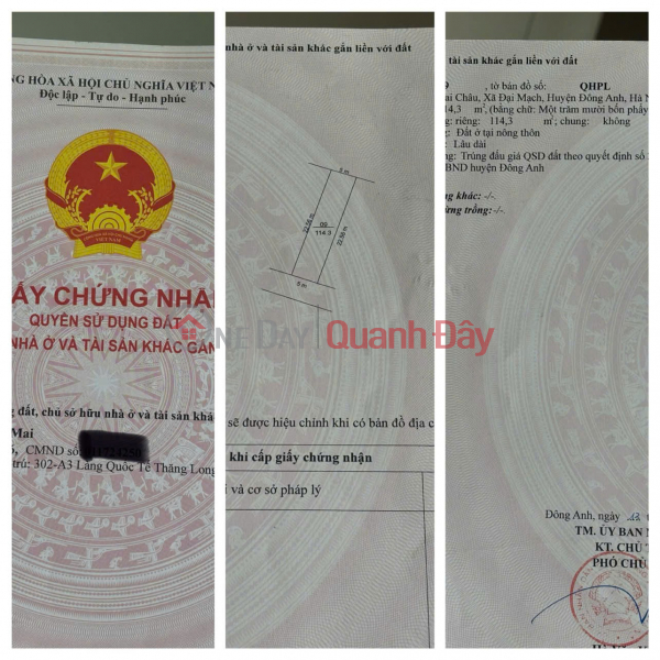 CHÍNH CHỦ Cần Bán Lô Đất Đấu Thầu Tại Thôn Mai Châu, Xã Thiên Lộc, Thành Phố Hà Nội Niêm yết bán