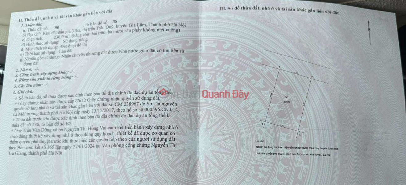 CHÍNH CHỦ CẦN BÁN 236 m2 ĐẤT KĐT 31HA – GIA LÂM, GIÁ CHỈ 34.2 TỶ, LH 0985865658 Niêm yết bán