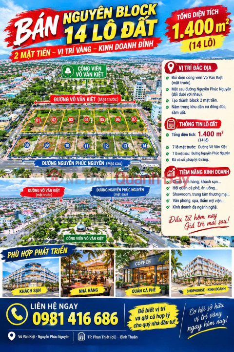 FOR SALE: ENTIRE BLOCK OF 14 PLOTS OF LAND – 2 FRONTAGES ON VO VAN KIET STREET _0