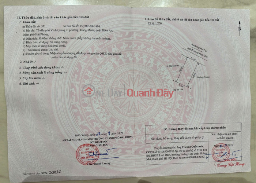Property Search Vietnam | OneDay | Nhà ở Niêm yết bán Chính chủ gửi bán lô đất Phù Liễn, Hải Phòng - Ô tô vào tận đất cách mặt đường chỉ 30m