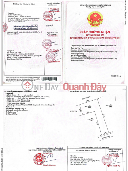 Bán 54m2 Đất Nền Tặng Nhà Tại Phường Mỹ Phước, Thành Phố Long Xuyên, Tỉnh An Giang Niêm yết bán