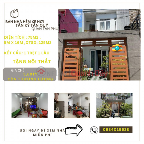 House for sale at Tan Ky Tan Quy Social House 68m2, 1 Floor, 5.69 billion - FREE FURNITURE Sales Listings