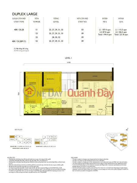 Property Search Vietnam | OneDay | Nhà ở | Niêm yết bán SIÊU PHẨM - Căn Duplex 4PN toà S3 Lumi Hà Nội diện tích khủng 246m2 - giá bằng HĐMB