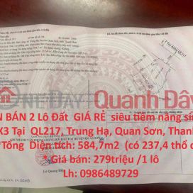FOR SALE 2 CHEAP LAND Lots with super profit potential X2,X3 At Highway 217, Trung Ha, Quan Son, Thanh Hoa _0