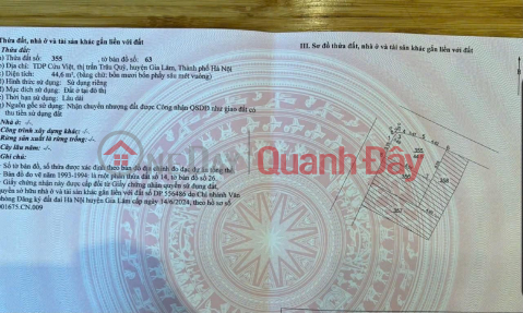 FOR SALE: 44.6 M2 LAND IN CU VIET – GIA LAM, CORNER PLOT WITH 2 OPEN SIDES – CAR ACCESS TO THE HOUSE, CONTACT 0985865658 _0