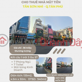 Cho thuê nhà Mặt Tiền Tân Sơn NHì 135m2, 3 LẦU + ST, 36 triệu _0