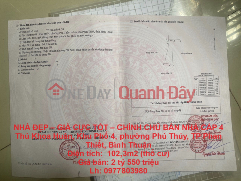 NHÀ ĐẸP – GIÁ CỰC TỐT – CHÍNH CHỦ BÁN NHÀ CẤP 4 Thủ Khoa Huân, Phú Thủy, Phan Thiết _0