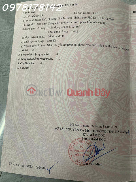 Owner needs to sell a plot of land adjacent to Le Duan Street, Thanh Chau Ward, Phu Ly City, Ha Nam (old) _0