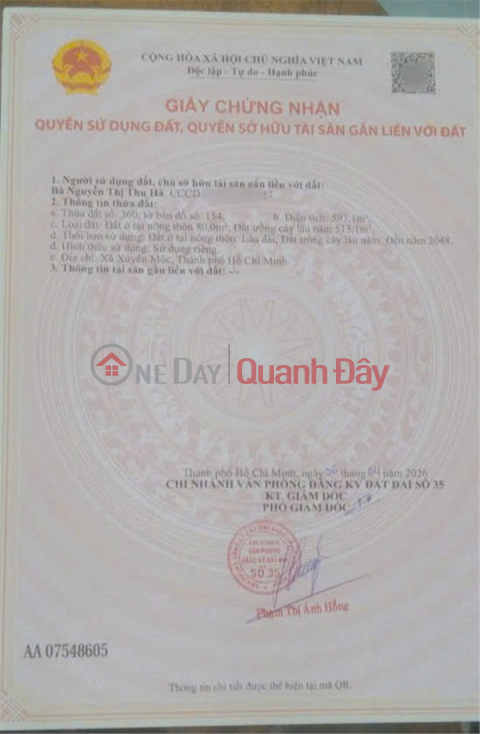 INVESTMENT IS PROFITABLE - Owner Selling Beautiful Plot of Land in Bung Rieng Commune, Xuyen Moc District, Ba Ria Vung Tau _0