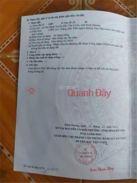 Đất Đẹp - Đầu Tư Sinh Lời - Bán Đất Xã Tân Định, Bắc Tân Uyên, Bình Dương _0