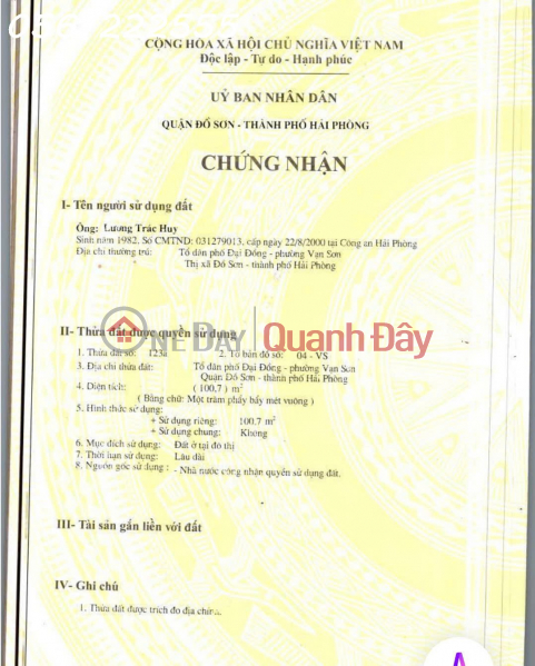 Property Search Vietnam | OneDay | Nhà ở Niêm yết bán Bán đất mặt đường Hoàng Kim Giao, Hải Sơn, Đồ Sơn - Vị trí không ngập lụt - ZALO 0567 222 555