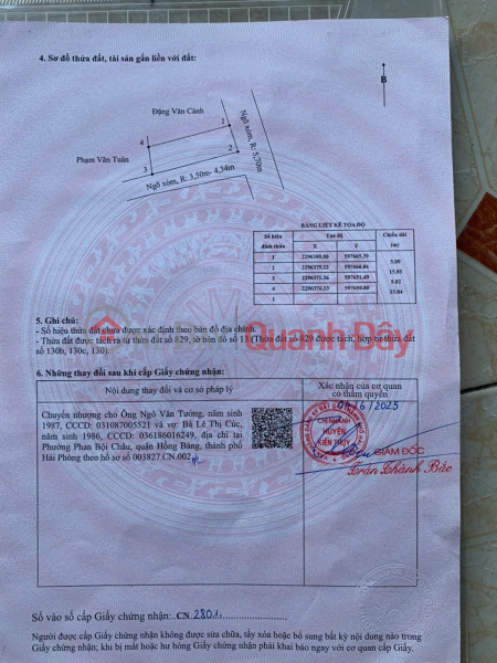 CORNER PLOT IN DOAN KET MINH TAN – 2 FRONTAGES ON ASPHALT ROADS – RARE OPPORTUNITY IN KIEN THUY AREA. ZALO 0567 222 555 Sales Listings