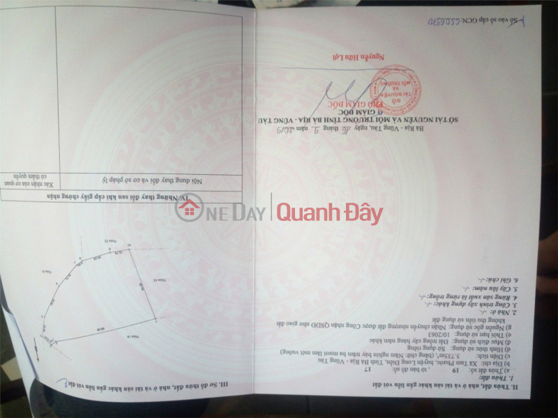 HOT DEAL! PRIME LAND FOR SALE - OWNER NEEDS TO SELL LAND in Tam Phuoc Commune, Long Dien District, Ba Ria - Vung Tau Province, Vietnam, Sales đ 12.6 Billion