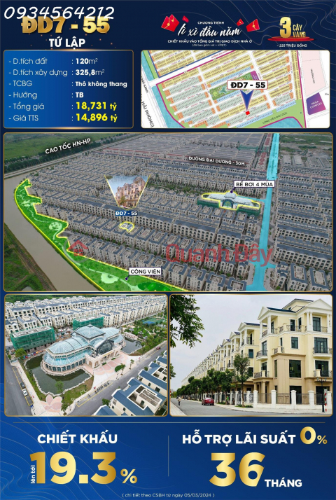 Bán quỹ Vinhomes Ocean Park 2, 3 rẻ nhất - Tặng 5 cây vàng xe VF9 - CK 19.3% HT 70% LS 0% 36 tháng, LIÊN HỆ: _0