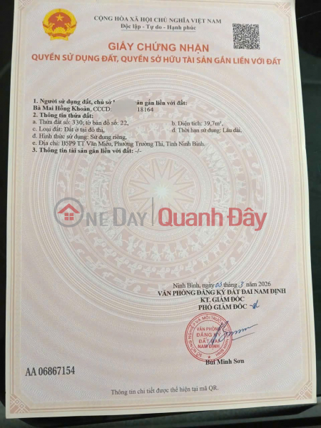 Property Search Vietnam | OneDay | Nhà ở | Niêm yết bán | CHÍNH CHỦ BÁN NHANH NHÀ 1 TẦNG - GIÁ TỐT tại phường Trường Thi, tỉnh Ninh Bình
