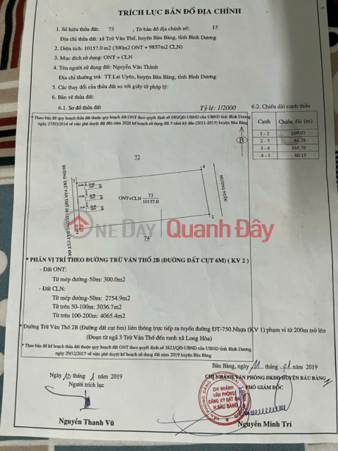 Land for sale, prime location in the center of Bau Bang, Tru Van Tho 23 street, 6m wide. _0