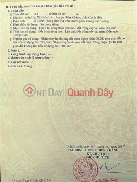 BEAUTIFUL LOCATION - Owner Urgently Sells Garden House in Dien Lam, Dien Khanh, Khanh Hoa Sales Listings