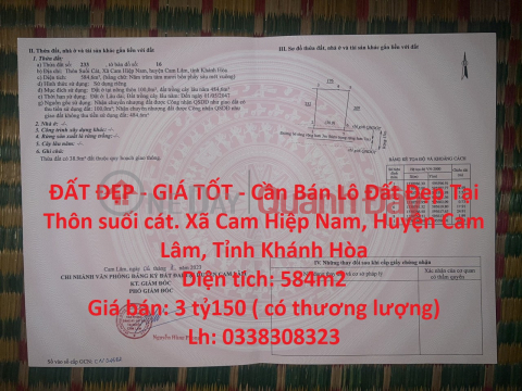 ĐẤT ĐẸP - GIÁ TỐT - Cần Bán Lô Đất Đẹp Tại Xã Cam Hiệp Nam, Huyện Cam Lâm, Tỉnh Khánh Hòa _0